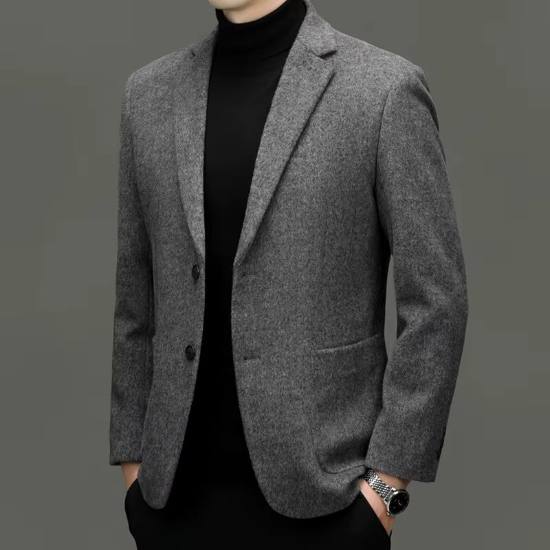 Men Cashmere Blazers Gray Coffee Black Sheep Wool Suit Jackets Slim Fit Design Middle Class Outfit Old Money Style Clothes 2024