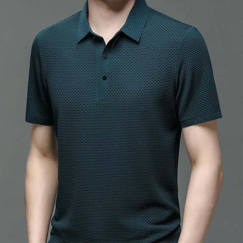 Summer New Men'S Short Sleeve T-Shirt Cool and Breathable POLO Shirt Business Casual Sweat-Absorbing Top