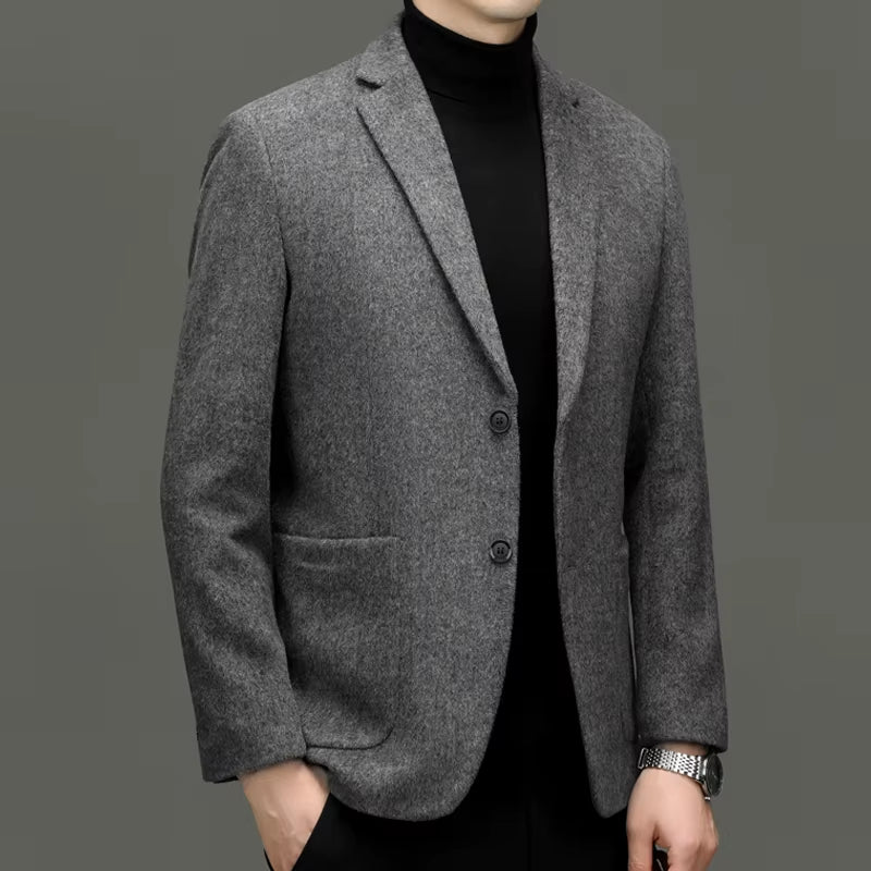 Men Cashmere Blazers Gray Coffee Black Sheep Wool Suit Jackets Slim Fit Design Middle Class Outfit Old Money Style Clothes 2024