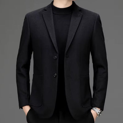 Men Cashmere Blazers Gray Coffee Black Sheep Wool Suit Jackets Slim Fit Design Middle Class Outfit Old Money Style Clothes 2024