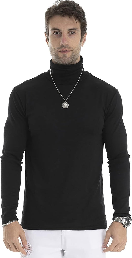 Men Slim Fit Lightweight Long Sleeve Pullover Top Turtleneck T-Shirt