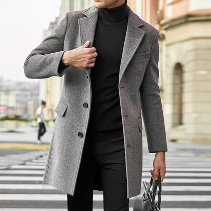 Spring Solid Color Casual Business Woolen Coats