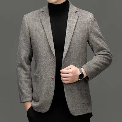 Men Cashmere Blazers Gray Coffee Black Sheep Wool Suit Jackets Slim Fit Design Middle Class Outfit Old Money Style Clothes 2024