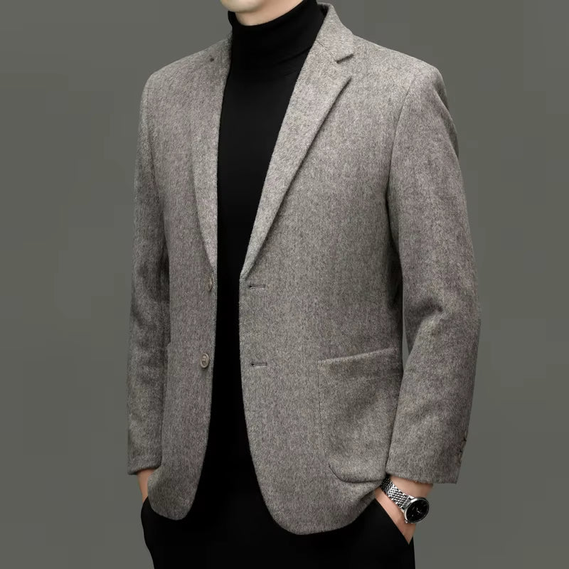 Men Cashmere Blazers Gray Coffee Black Sheep Wool Suit Jackets Slim Fit Design Middle Class Outfit Old Money Style Clothes 2024